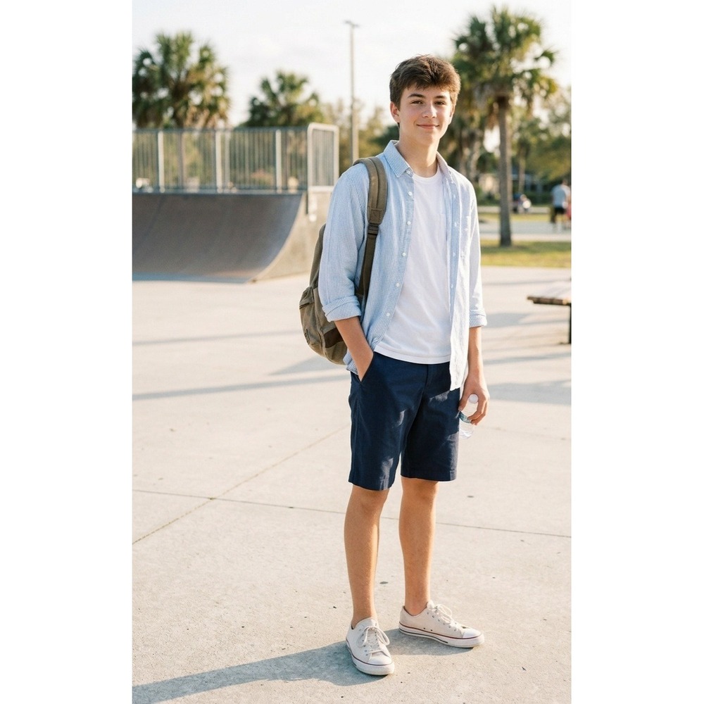 Southern Tide Boys Navy Blue Chino Performance Shorts Size 16 Stretch Casual